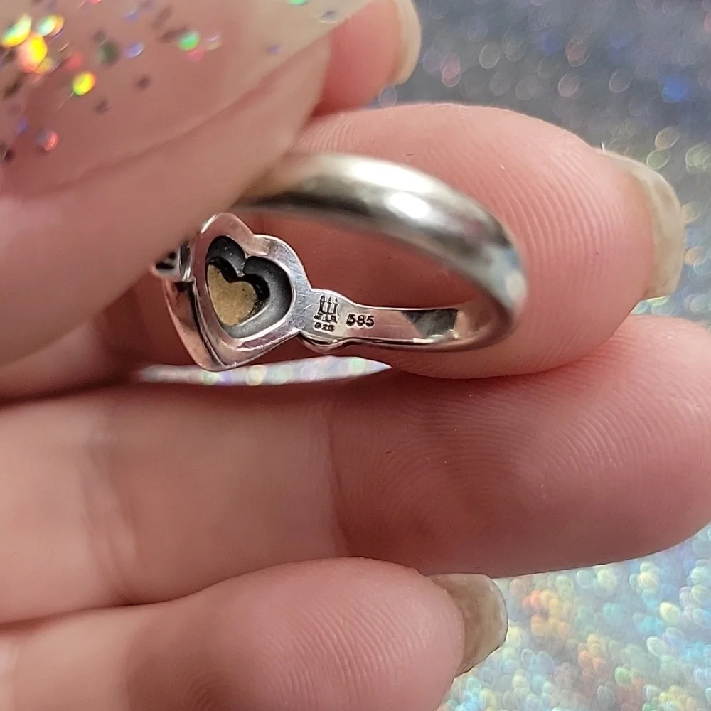 James Avery Retired True Heart Sterling Silver 925 & 14k Gold Ring SZ: 5.5 - Picture 5 of 8